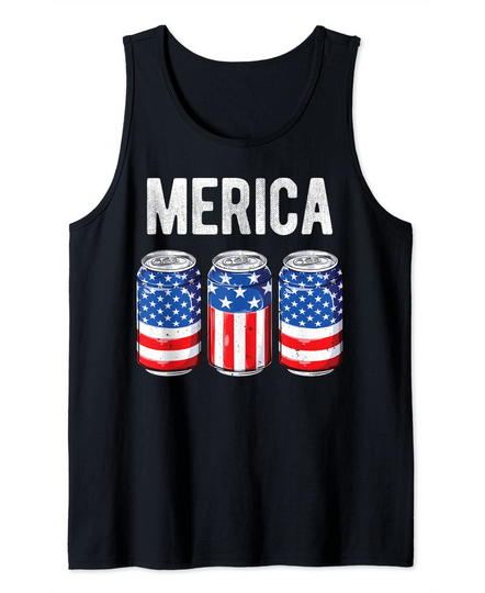 Discover Beer American Flag 4th of July Men Women Merica USA Drinking Tank Top