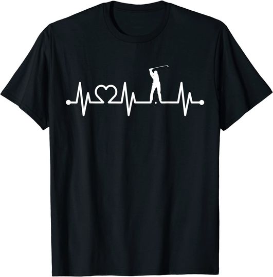Discover ECG Pulse Heartbeat Golf with Heart T-Shirt