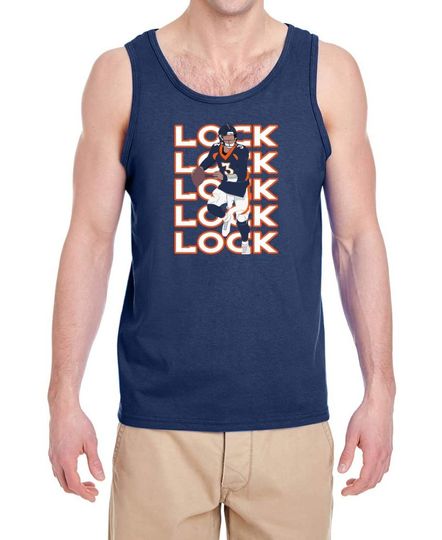 Discover Navy Denver Lock Text Pic Tank Top Shirt