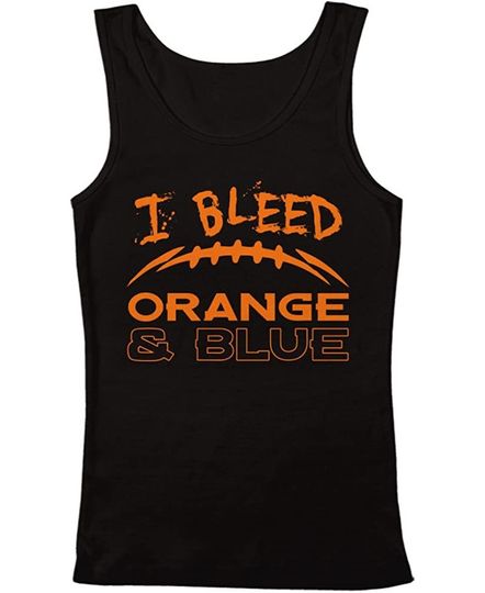 Discover Denver Football I Bleed Orange and Blue Men's Tank Top