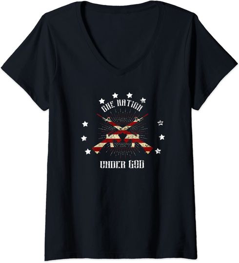 Discover Womens One Nation Under God Gift - Gun Lover for Men V-Neck T-Shirt