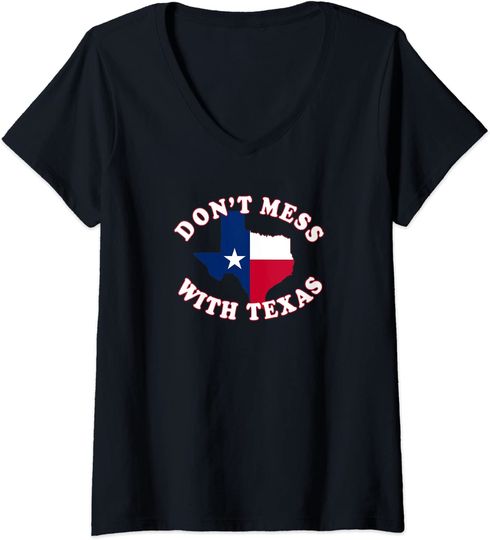 Discover Womens Don't Mess With Texas State Outline and Flag Texas T Shirt