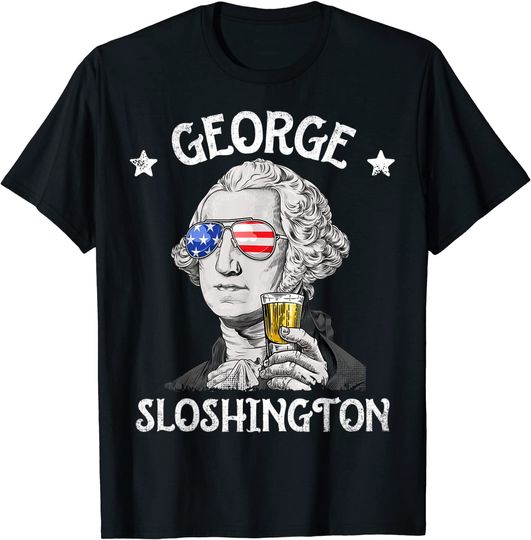Discover George Sloshington USA Flag T Shirt