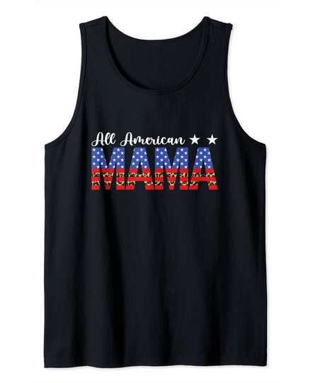 Discover All American Mama Leopard American Flag 4th of July Tank Top