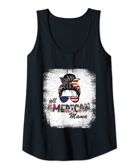 Discover Womens 4th of July All American Mama Bleached Funny Tee Tank Top