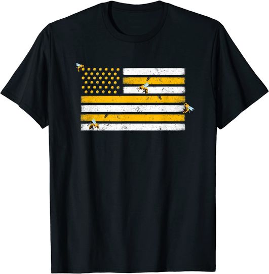 Discover Beekeeper Patriotic American Flag Honeycomb T-Shirt