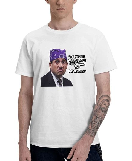 Discover Prison Mike Dementors Quote Office Man T-Shirt 3D Printed Fashion Short Sleeve Casual Sports Tees White