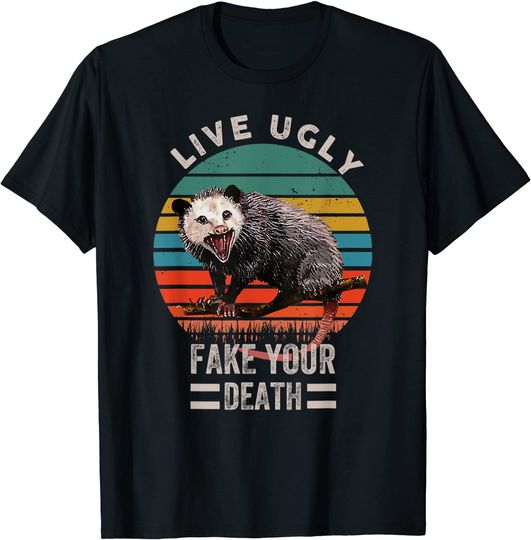 Discover Vintage Live Ugly Fake Your Death Opossum Funny T-Shirt