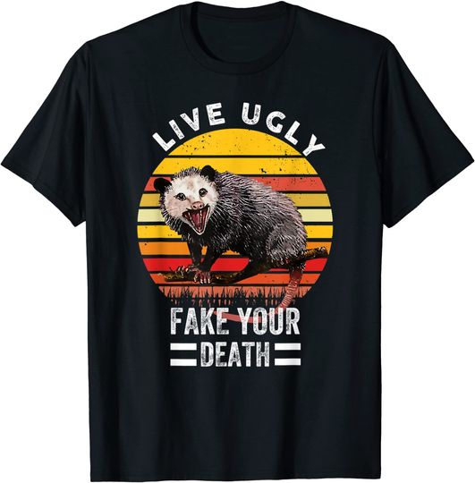Discover Vintage Live Ugly Fake Your Death Funny Opossum T-Shirt