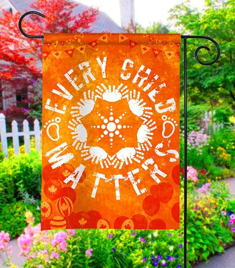 Discover Every Child Matters Garden Flag, Round Design