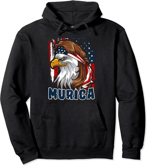 Discover MURICA | USA American Flag Eagle, Mullet & Bandana Pullover Hoodie