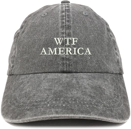 Discover WTF America Embroidered Washed Cotton Adjustable Cap