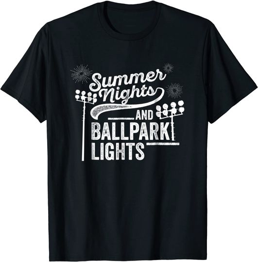 Discover Baseball Quote Summer Nights And Ballpark Lights T Shirt