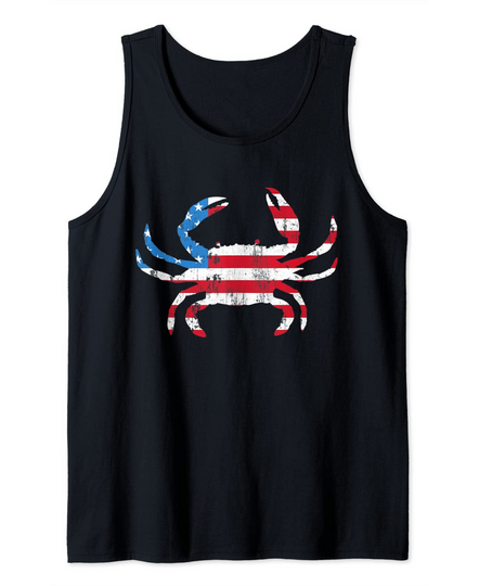 Discover Crab Vintage American Flag Tank Top