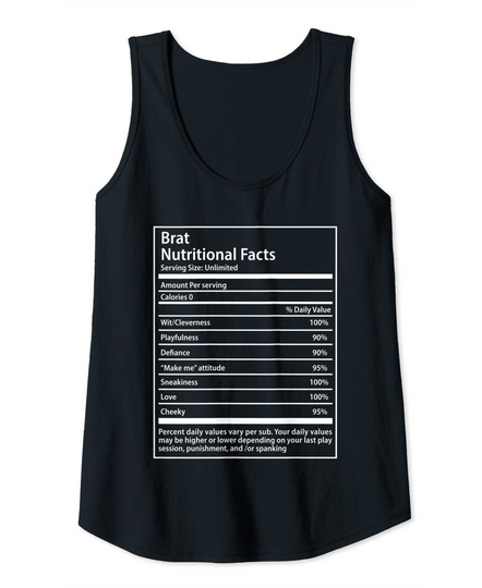 Discover Brat Nutrition Facts Naughty Submissive Tank Top