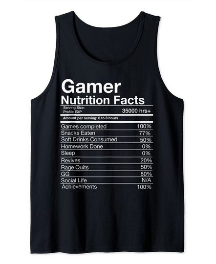 Discover Gamer Nutrition Facts Video Game Tank Top