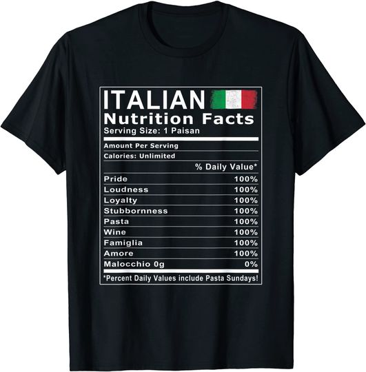 Discover Italian Nutrition Facts T Shirt