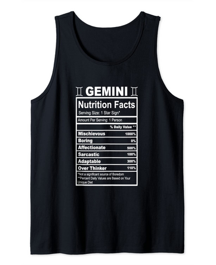 Discover Gemini Nutrition Facts Tank Top