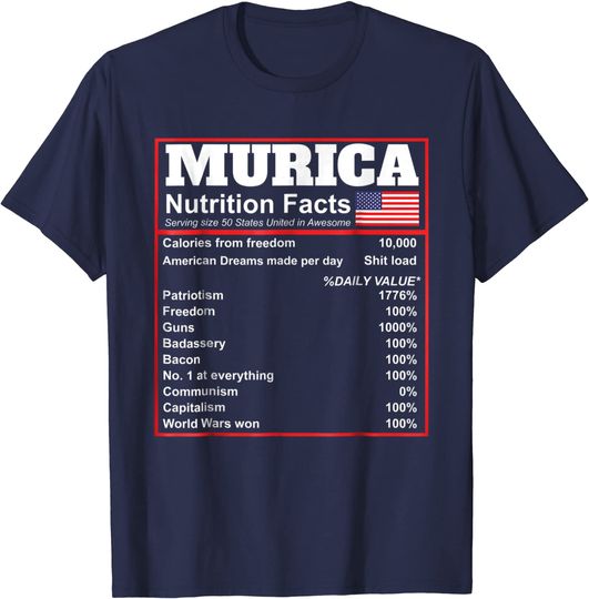 Discover America Tshirt Patriotic Merica Nutrition Facts T Shirt