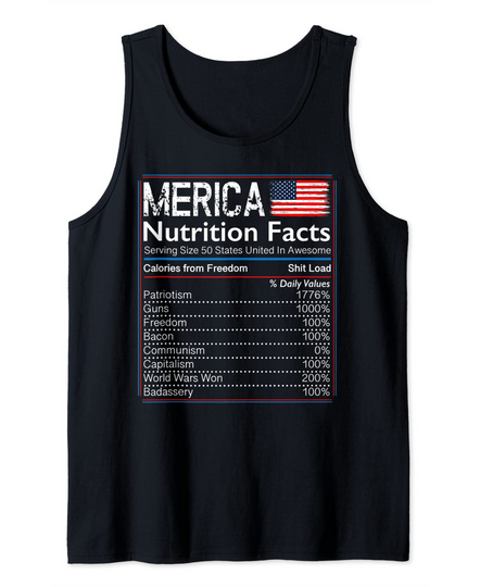 Discover American Shirt Merica Nutrition Facts Tank Top
