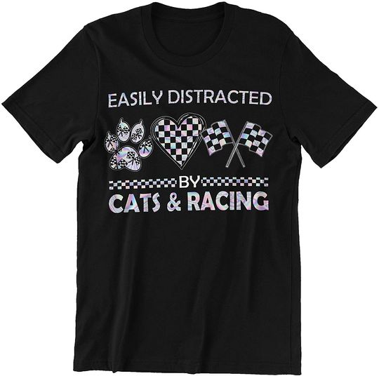 Discover Easily Distracted by Cats & Racing Shirt