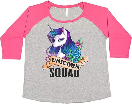 Discover Unicorn Squad with Unicorn and Roses Women's Plus Size T-Shirt