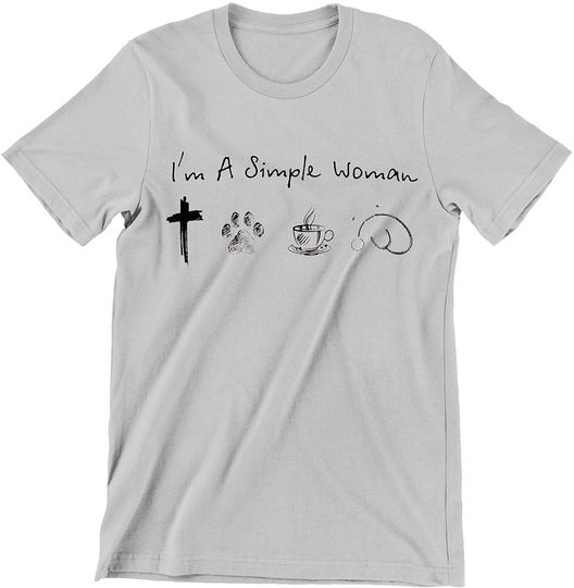 Discover A Simple Woman Jesus Dog Coffee Stethoscope Nurse Shirt