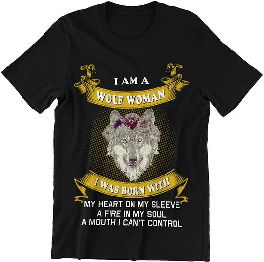 Discover Im A Wolf Woman Born with My Heart On My Sleeve Shirt