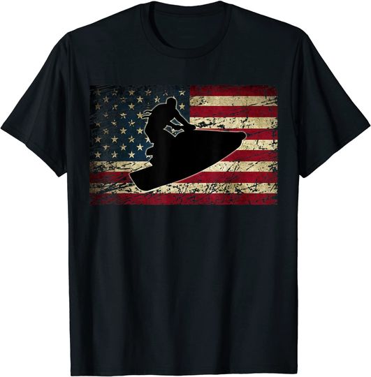 Discover Jet Ski With American USA Flag Jetski Clothes  Shirt