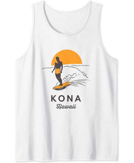 Discover Kona Hawaii Vintage Surfboard Surfing Hawaiian Tank Top