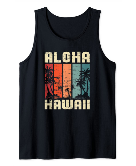 Discover Aloha Hawaiian Beach Palm Trees Summer Vacation Hawaii Tank Top
