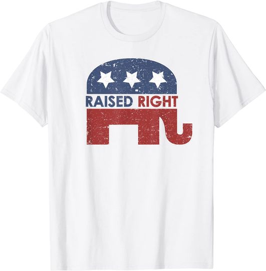 Discover Raised Right T Shirt Elephant Pro Trump 2020 Red Vote Gift T-Shirt