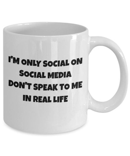 Discover I'm Only Social on Social Media Coffee Mug