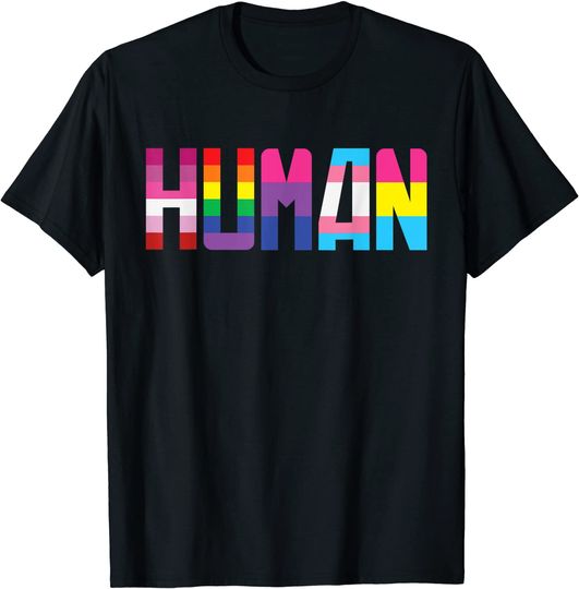 Discover HUMAN LGBT Flag Gay Pride Month Rainbow T-Shirt