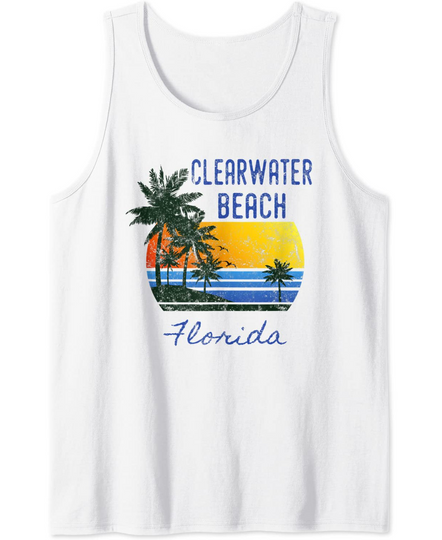 Discover Clearwater Beach Distressed Florida Beach Novelty Tank Top