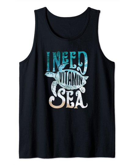 Discover I Need Vitamin Sea Funny Ocean Turtle Water Beach Tank Top