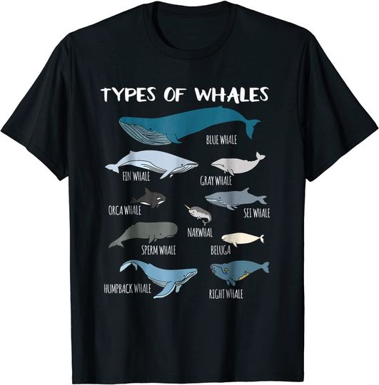 Discover Types Of Whales Cute Ocean Mammals Guide T Shirt