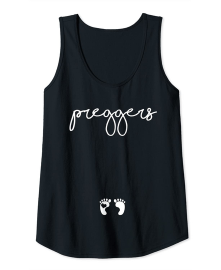 Discover Womens Preggers Funny Saying Baby Footprint for Pregnant Women Tank Top