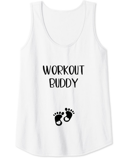 Discover Womens Workout Buddy Pregnancy Announcement Gym Exercise Design Tank Top