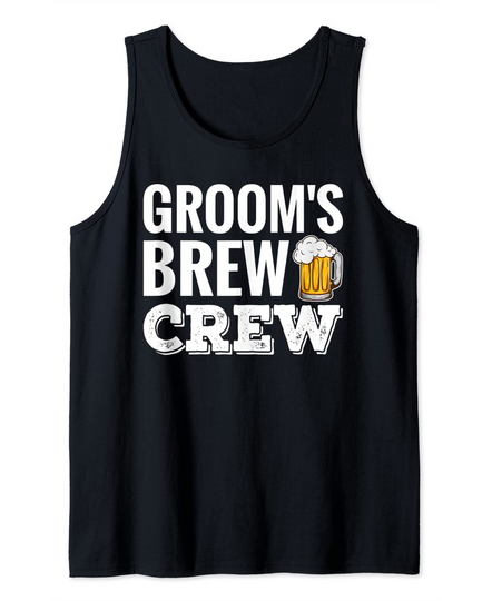 Discover Groom's Brew Crew Funny Groomsmen Bachelor Party Tank Top