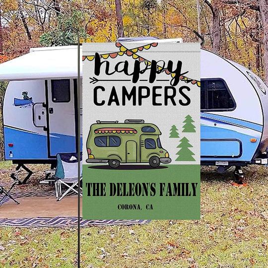 Discover Personalized Happy Camper Garden Flag Garden Flag Custom Family Name
