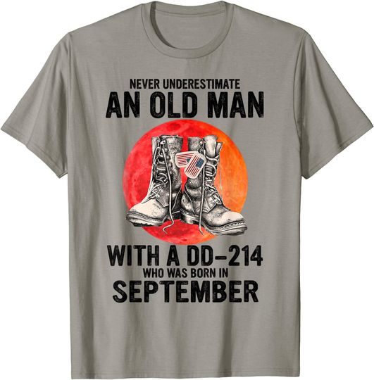 Discover Born In September Veteran Old Man Birthday T-Shirt