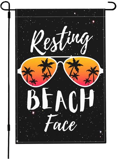 Discover Resting Beach Face Garden Flag Palm Tree
