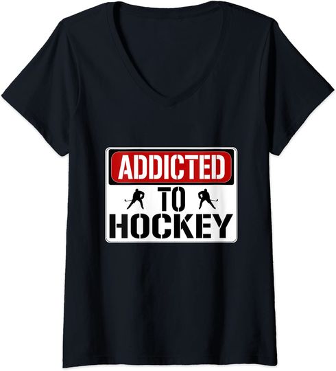 Discover Womens Hockey Player  Addicted To Hockey Quote Street Sign T Shirt