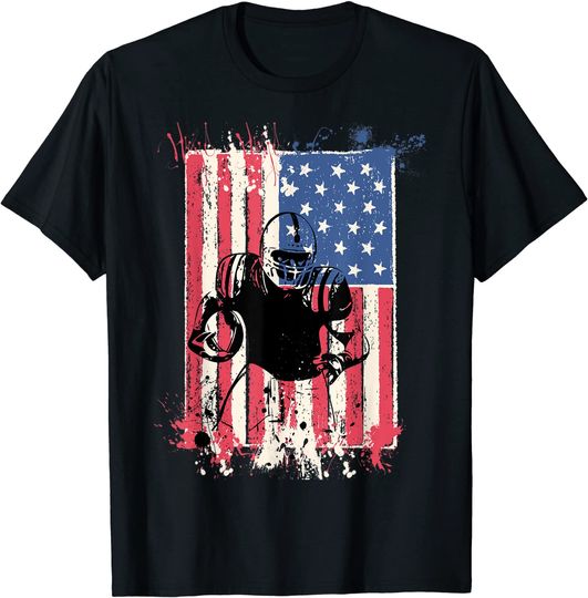 Discover American Flag Football Shirt Patriotic USA Vintage T-Shirt