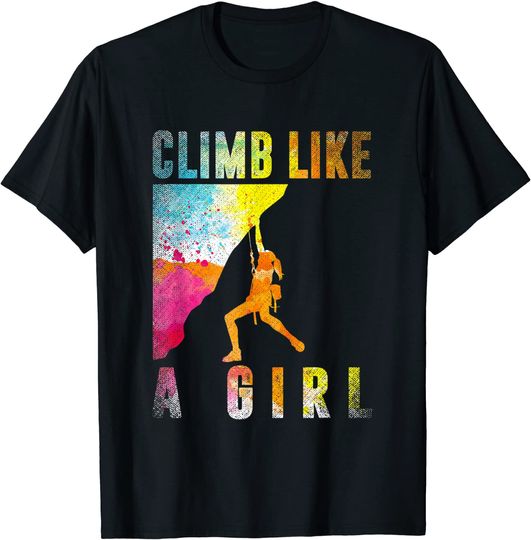 Discover Bouldering Rock Climber Women Girls Kids Rock Climbing T-Shirt