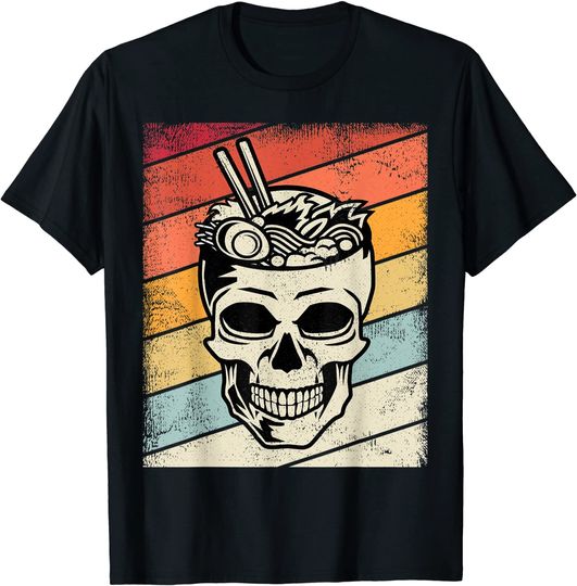 Discover Ramen Noodles Skull Retro Graphic T Shirt