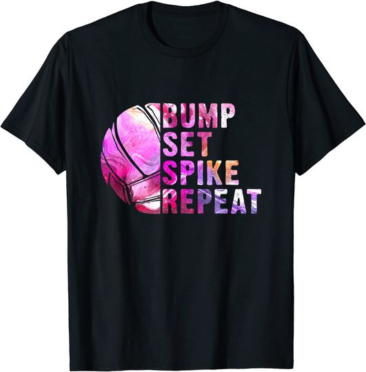 Discover Bump Set Spike Repeat Volleyball Lover Athlete Sports Gift T-Shirt