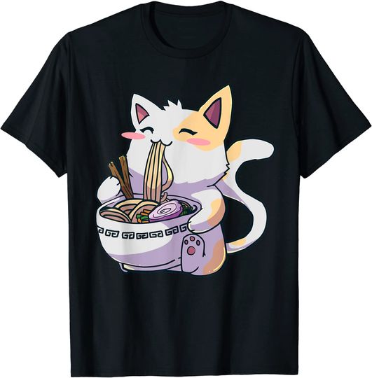 Discover Ramen Cat Tshirt Kawaii Anime Tee Japanese T Shirt