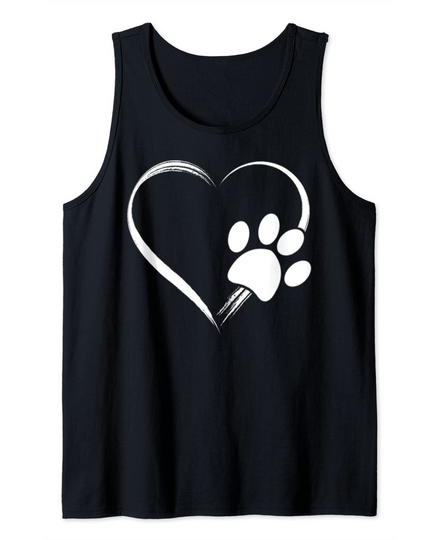 Discover Dog Paw Print Heart Tank Top